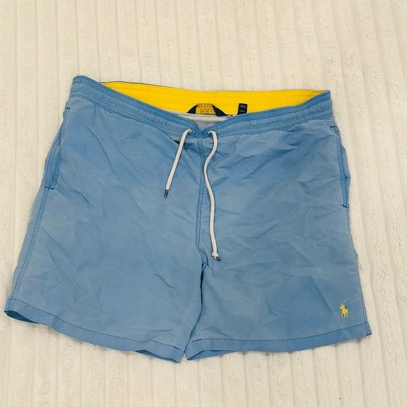 Ralph Lauren Light Blue Swim Trunks with Yellow Accents - Picture 1 of 4